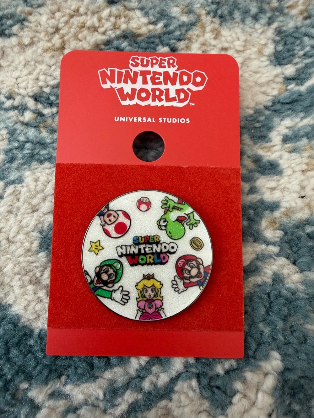 Super Nintendo World Collector Pin - White with Multicolor Character Art